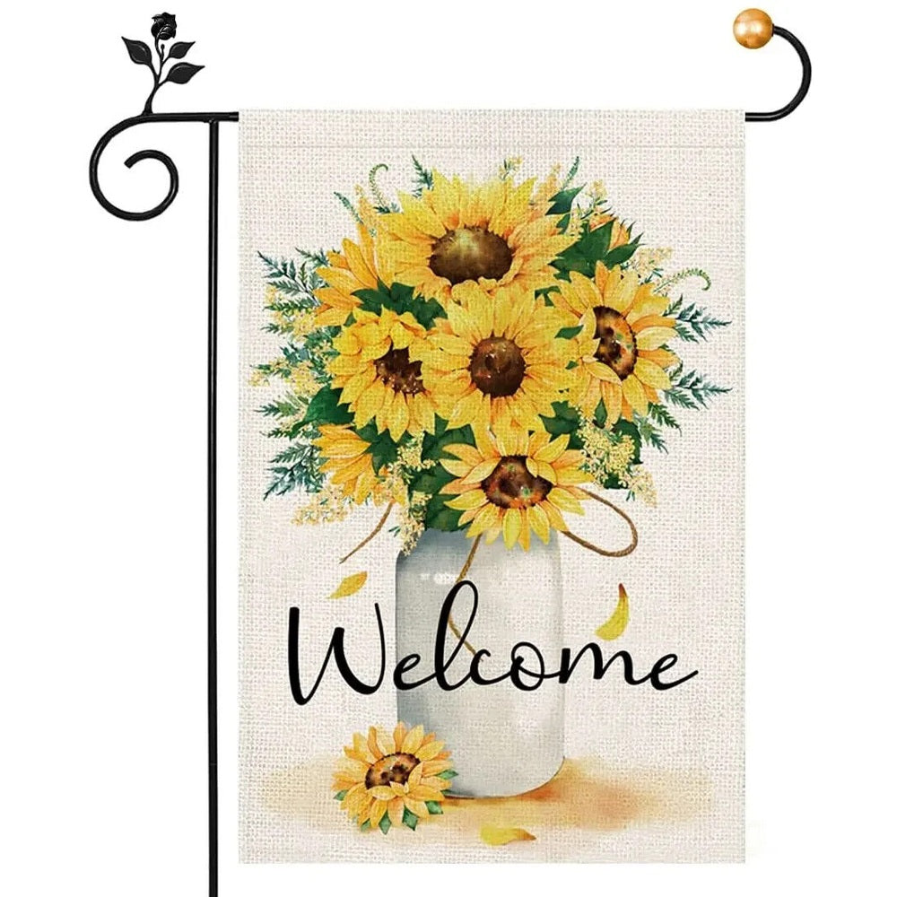 Beautiful Sunflowers Welcome Garden Flag Double Sided 12" x 18" NEW! Home & Garden:Yard, Garden & Outdoor Living:Décor:Flags Style Your Walls